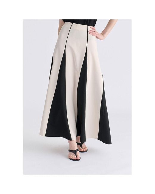Paisie Multicolor Neutrals Contrast Details Maxi Skirt
