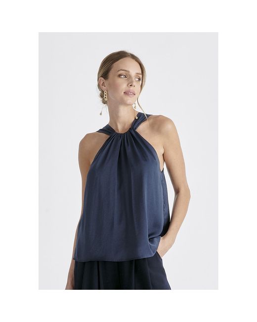 Paisie Blue Belted Halterneck Blouse