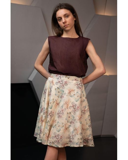 Stovaria Brown Chocolate Handwoven Cotton Silk Structured Sleeveless Top