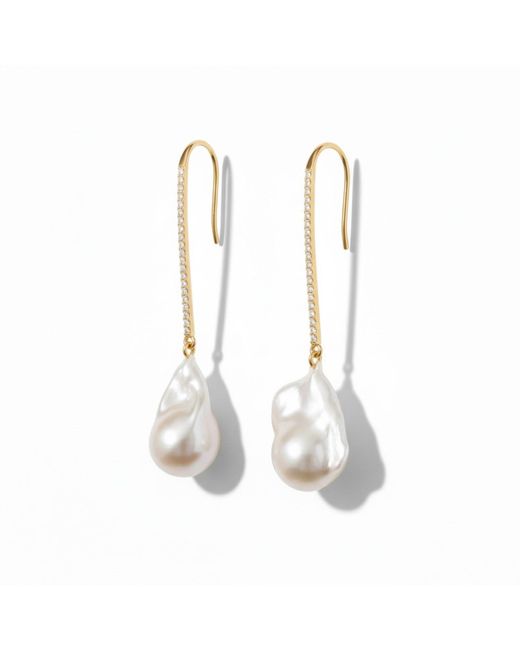 Figaru Fine Jewelry White Baroque Pearl Drop Earrings