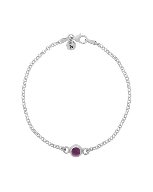 Nellou Jewellery Metallic Amethyst Birthstone Gem Dot Bracelet Sterling