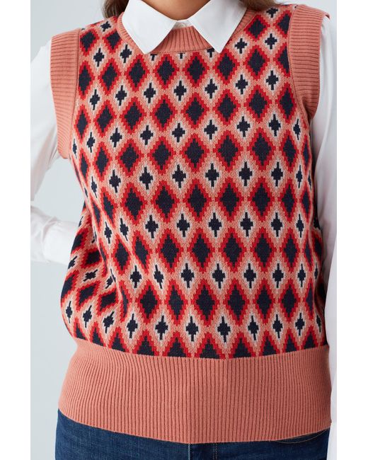 Grace business Women´s V Neck Sleeveless Knitted Vest Argyle