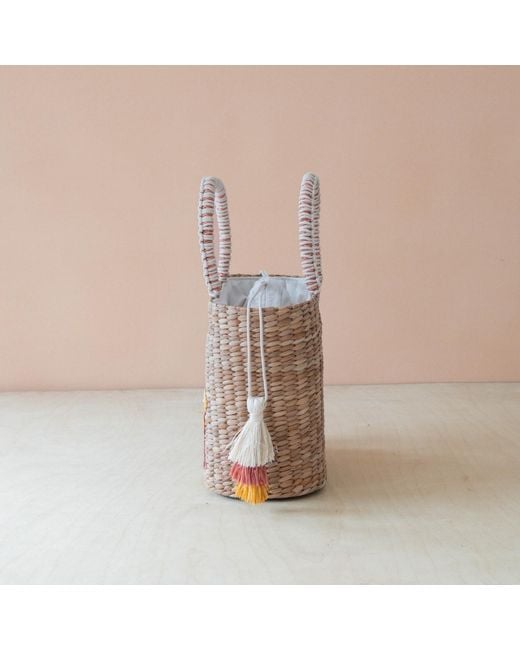 LIKHÂ Orange Neutrals Handwoven Seagrass Cocktail Tote Bag With Tassels