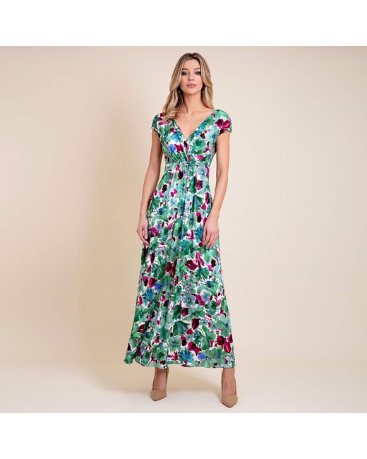 Alie Street London Sophia Maxi Dress In Paradise Green Floral Print