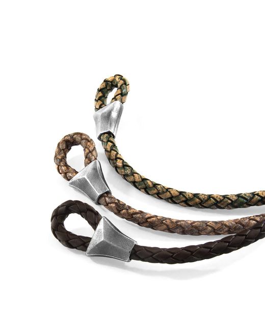Anchor and Crew Brown Cacao Alderney & Braided Leather Bracelet for men