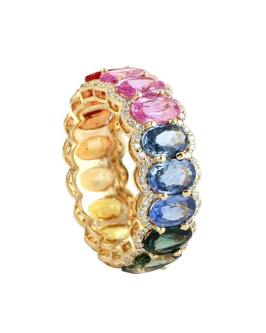Artisan Orange Sapphire Oval Eternity Ring With Diamond