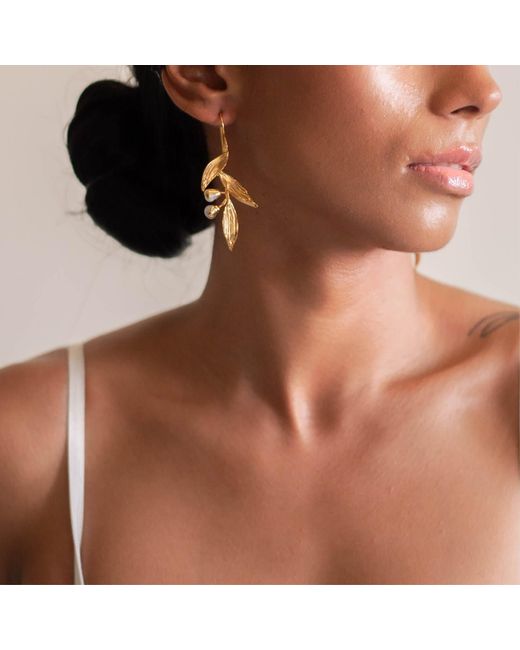 Dhwani Bansal Metallic Haya Earrings With Baroque Pearls