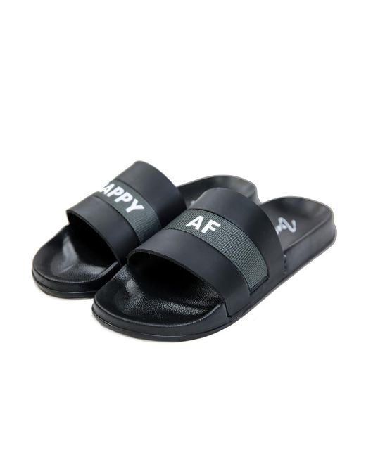 Zenzee Black Happy Af Slide Sandals