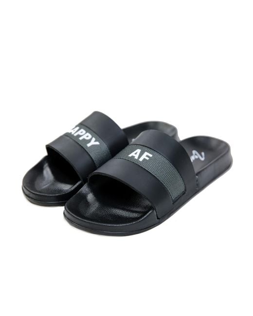 Zenzee Black Happy Af Slide Sandals