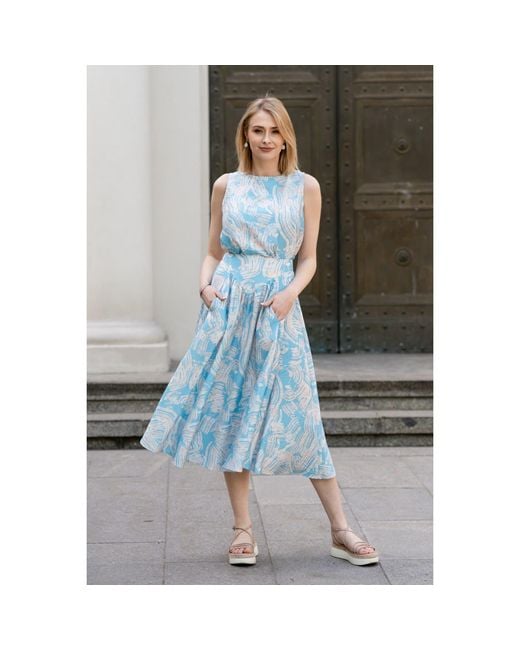 Oh!Zuza Blue Neutrals Wide-Strap Top & Midi Skirt Set