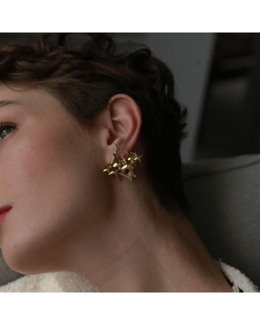 Retro Chic Metallic Golden Starry Earrings