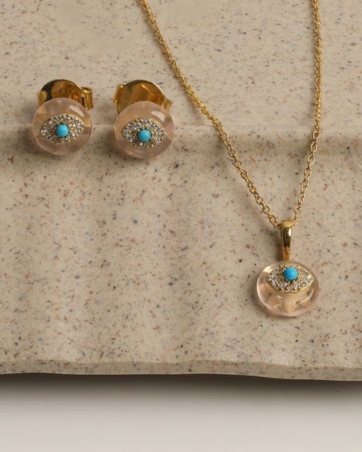 The Jewelz Metallic Ocean Bloom' & Rose Quartz Necklace