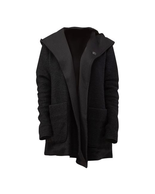 Nikka Place Black Wool Hooded Cardigan Jacket With Pockets