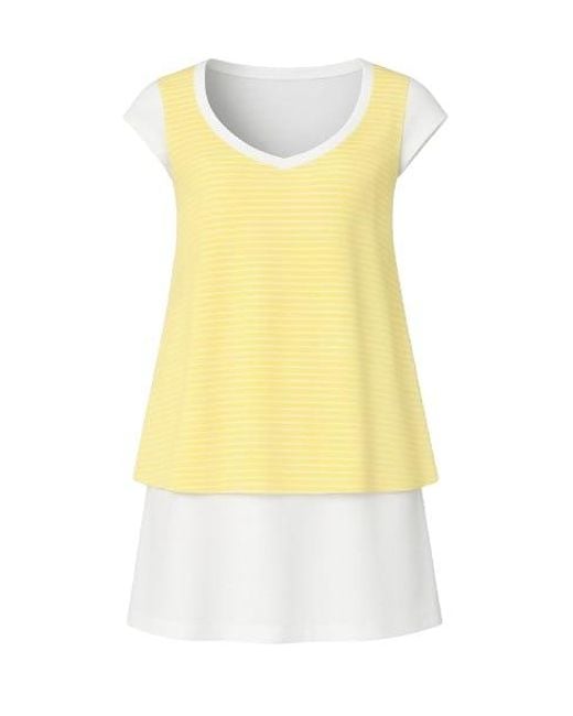 Conquista Yellow Striped Layered Mini Dress