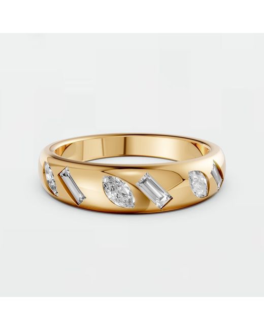 Aya Fine Jewelry Metallic Baguette Lab Diamond Flush Set Statement Band Ring