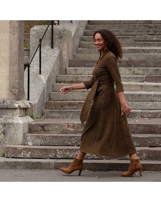 At Last Green Chelsea Corduroy Midi Dress