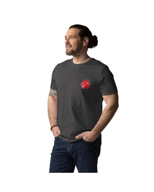 Anchor and Crew Black Heather Think Ocean Five Japan Gurafiku Organic Cotton T-Shirt for men