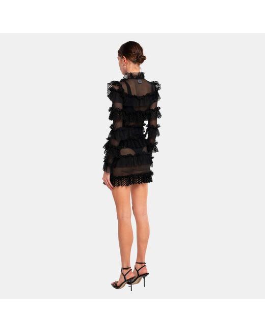 OW Collection Black Grace Ruffle Dress