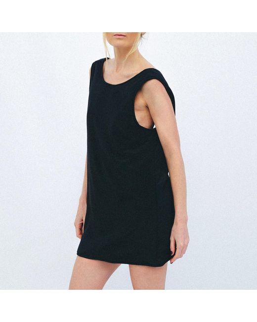 Victoria Slavinskaia Black Silk Puffer Dress With Open Back