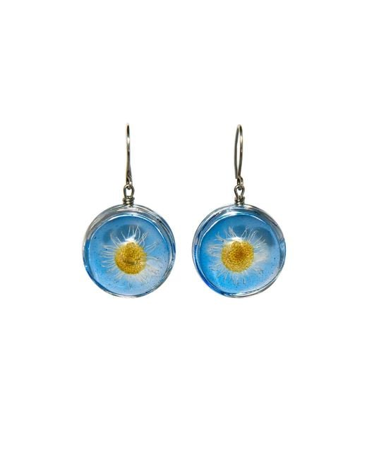 Laura Daili Blue Chamomile Sky Glass Earrings