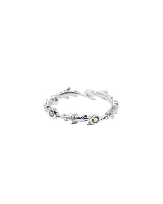 NASI SILVER Metallic Eternity Neshama Fish Band- Peridot