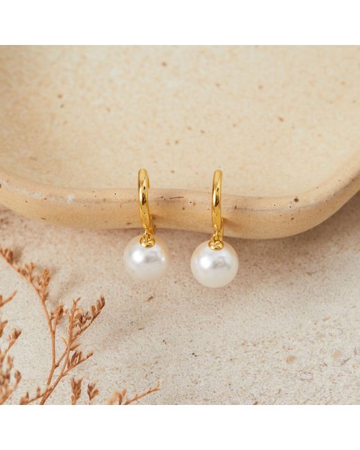 Esterah Metallic Pearl Huggie Hoops