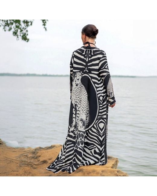 Ana Luisa Black Tanzania Inspired Open Front Kaftan