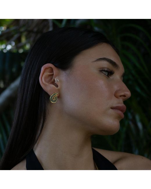 Ebru Jewelry Metallic Sacred Script Two Tone Stud Earrings