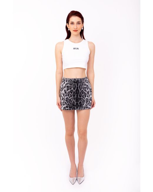 Amy Lynn Black Oceane Leopard Sequin Mini Skirt
