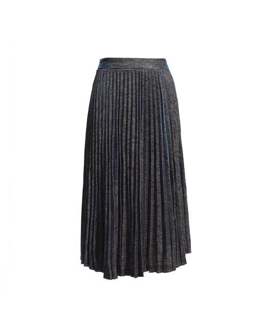 Smart and Joy Gray Knee Length Shiny Pleated Skirt