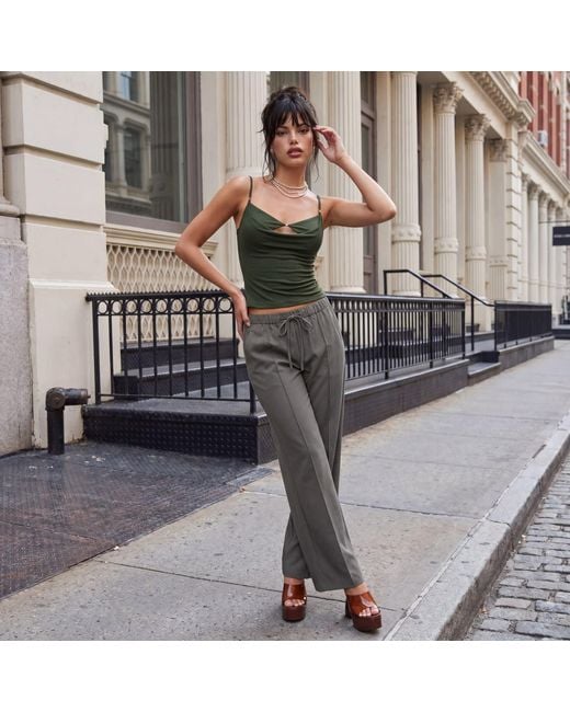 Modenaire Gray Wide Leg Trousers Relaxed Form