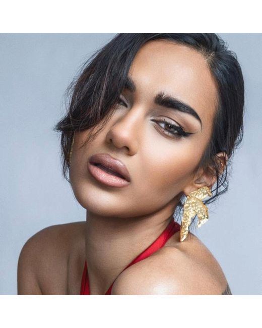 Meraki by Rashmi Bajaj Metallic Palm Leaf Plated Dangle Earrings