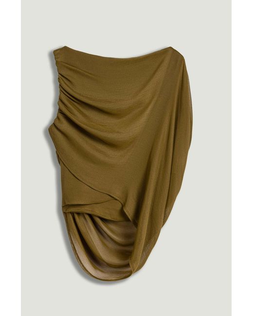 Nocturne Green Draped Sleeveless Blouse