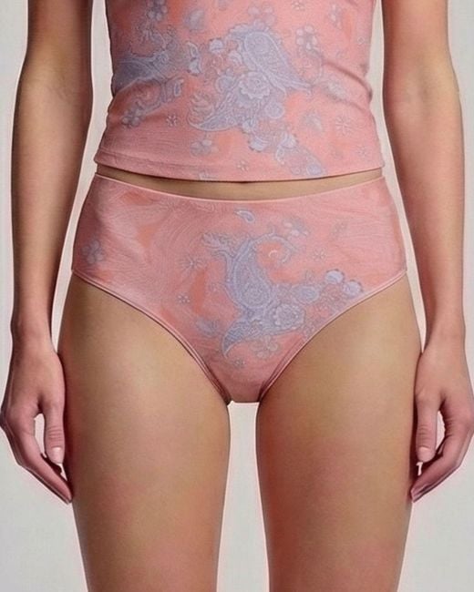 Lords of Harlech Pink Henrietta Paisley Explosion Coral Swimsuit Bottom