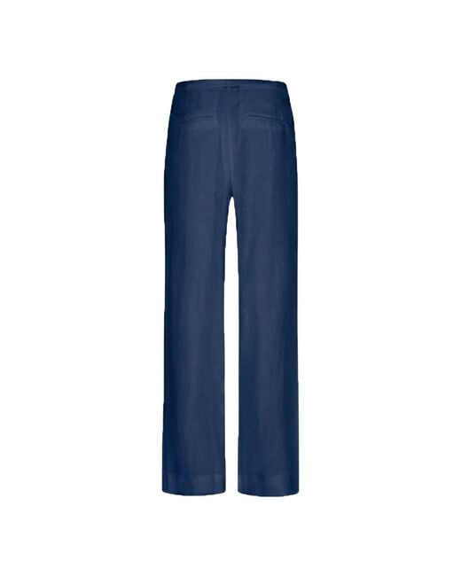 Maison Tangerine Blue Linen Wide Leg Long Trousers Deep For