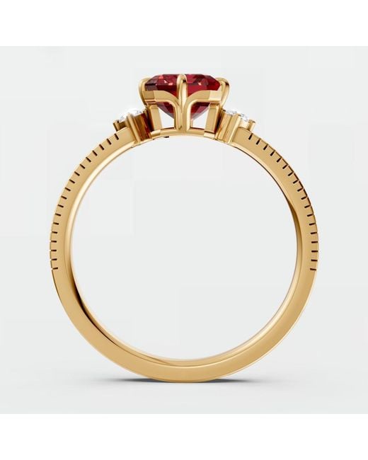 Aya Fine Jewelry Red Emerald Cut Ruby Solitaire Ring