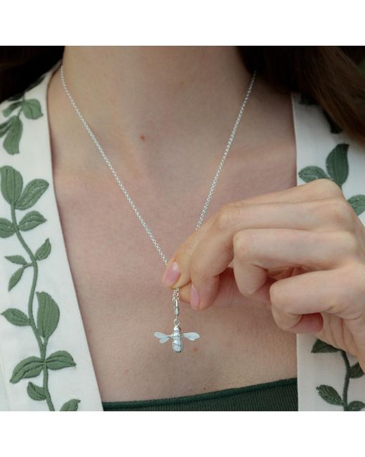 Lily Charmed Metallic Sterling Bee Charm Necklace