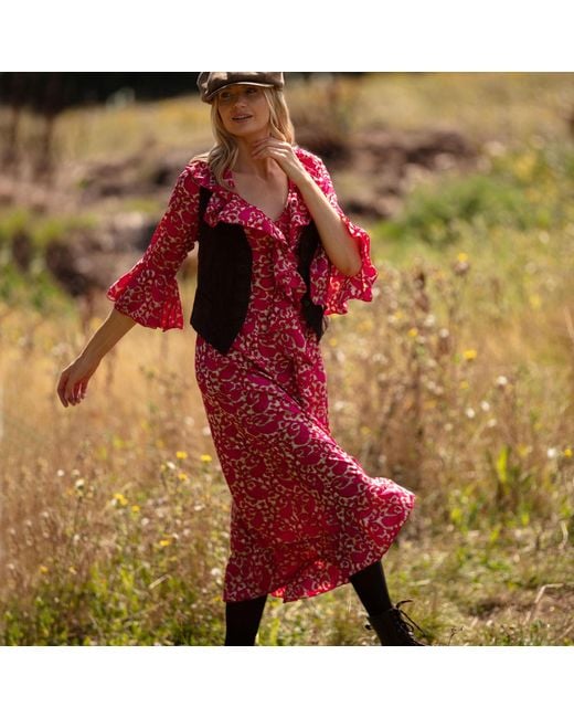 At Last Red Felicity Midi Dress Hot Swirl