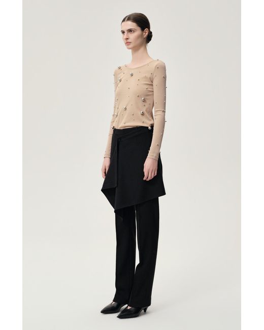 FRONT ROW SHOP Black Layered Skirt Trousers