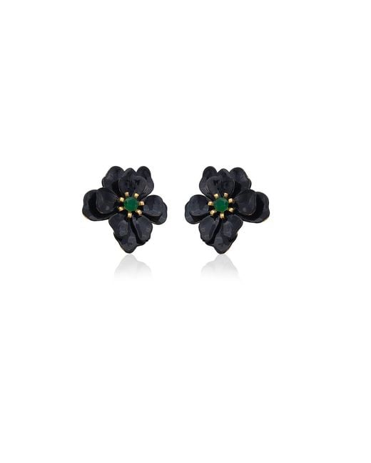 Milou Jewelry Black Violetta Flower Earrings
