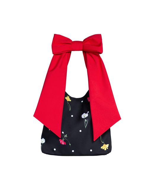 RainSisters Red Cosmic Bloom Bow Tote Bag