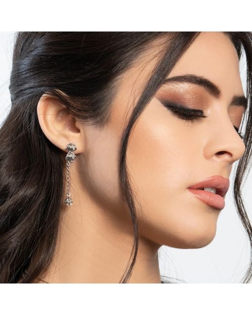 Unaloe White Passion Earrings-Double Rose & Chain – Handmade Italian Jewelry For