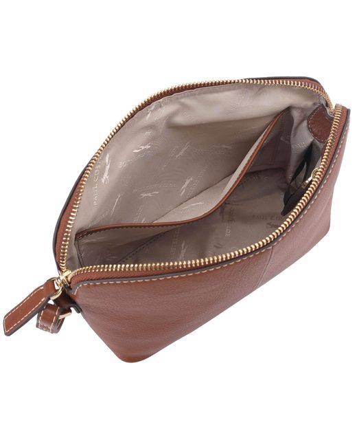 Paul Costelloe Brown Lenya Leather Crossbody Bag
