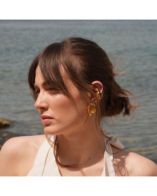 LINYA JEWELLERY Yellow Jeni Big Ear Cuff Earrings