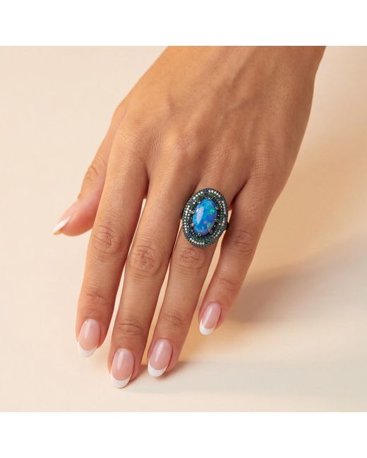 Latelita London Blue Serafina Opal Cocktail Ring