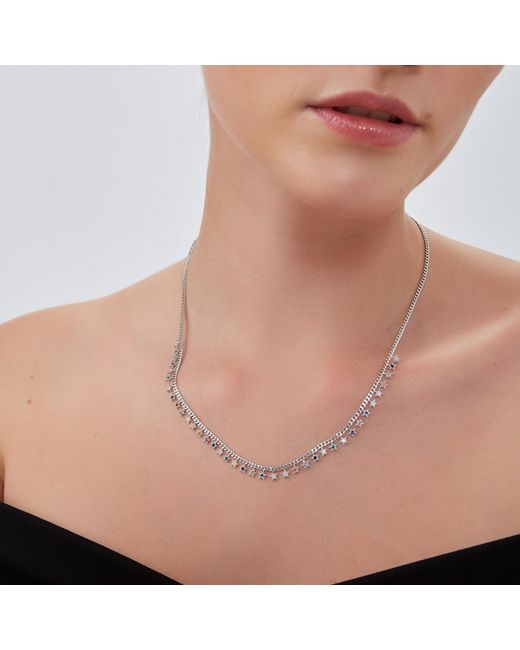 Spero London Metallic Multiple Star Sterling Station Necklace