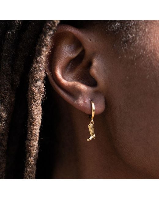 Scream Pretty Metallic Cowboy Boot Charm Hoop Earrings