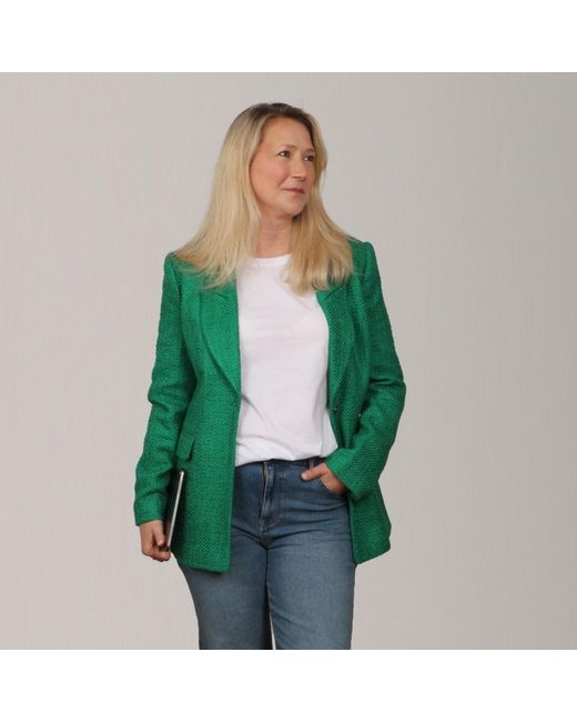 Nuvv Collection Green Casual Tweed Blazer