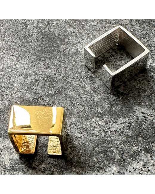 Edge Only Metallic Square Ear Cuff 18Ct Vermeil