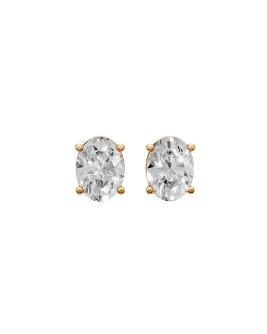 Aya Fine Jewelry White Minimalist Oval Lab Diamond Stud Earrings